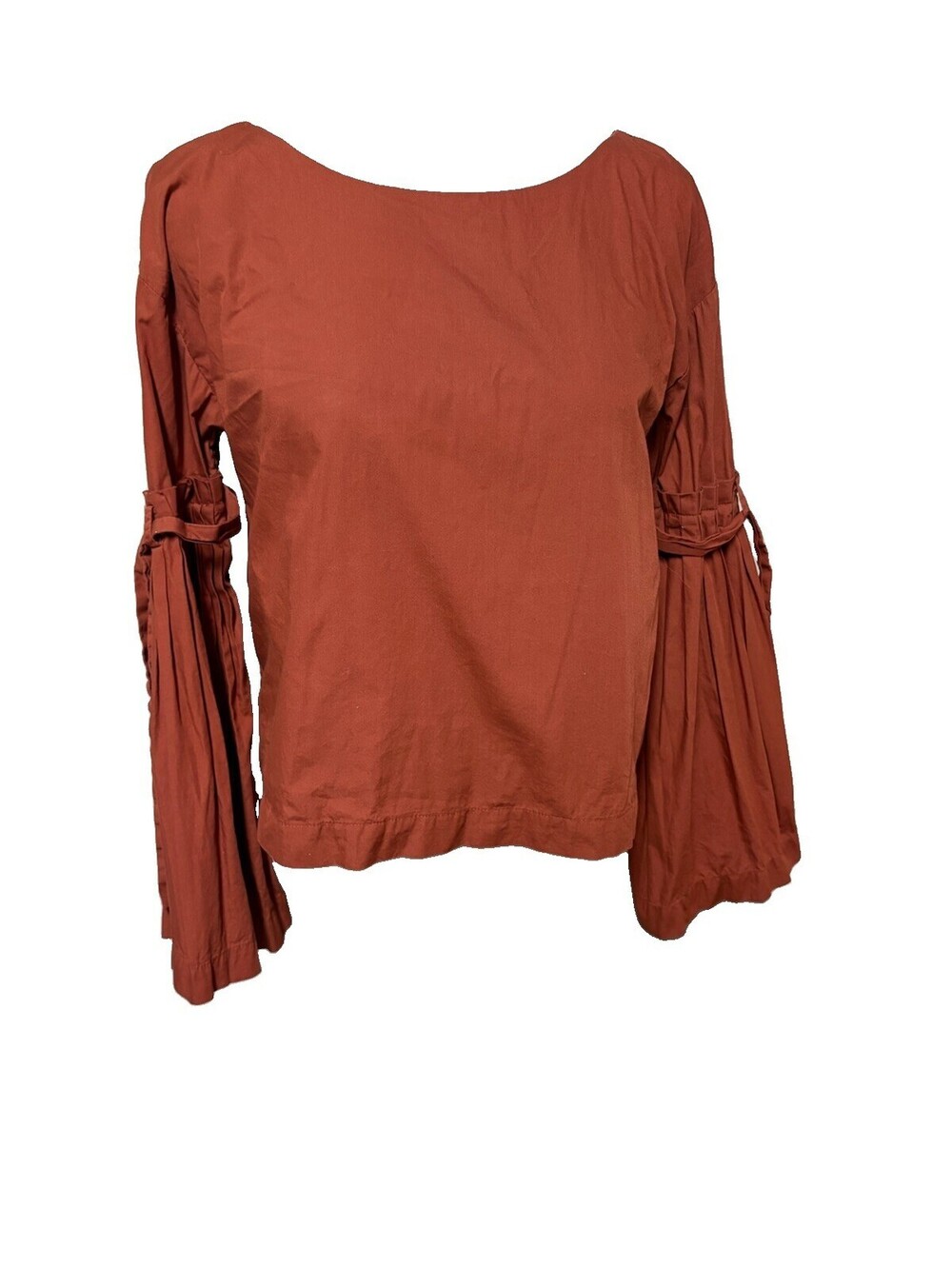 Free People Women's Bell Sleeve Tie Split Back Woven Blouse Top Small
